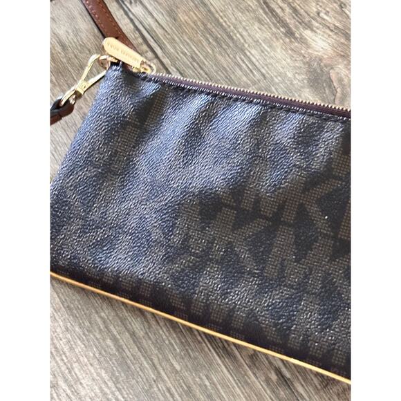 Michael Kors Women's Brown MK Monogram Slim Specchio Crossbody Bag - Picture 3 of 8